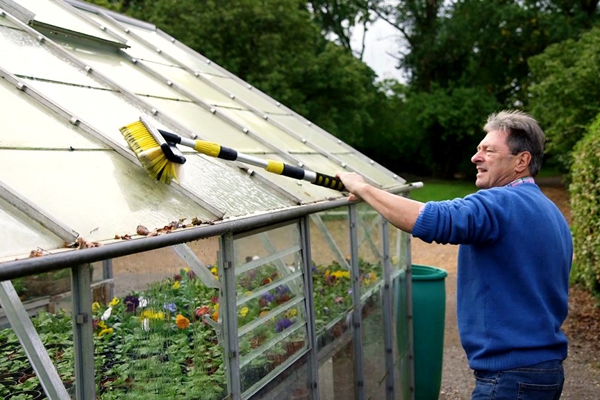 Cleaning the greenhouse