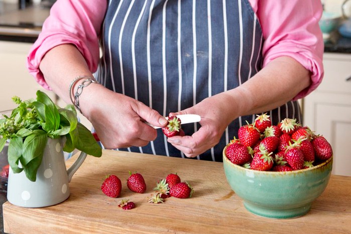 Hulling strawberries Hulling strawberries