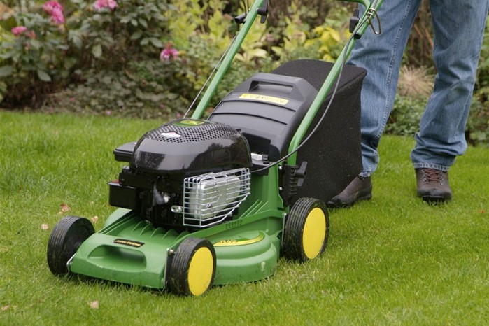 Mower with a rear roller Mower with a rear roller